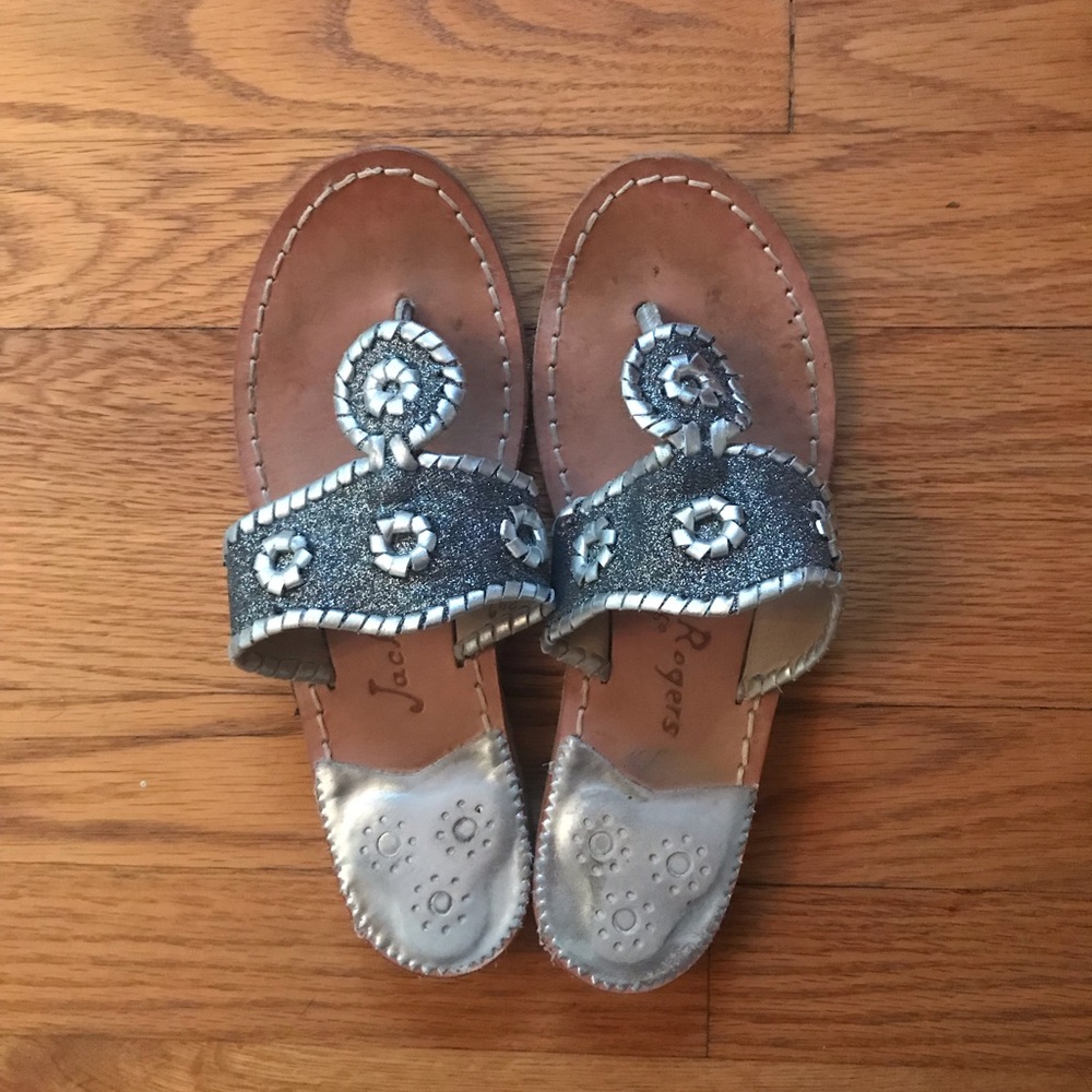 Silver and Charcoal Glitter Jack Rogers